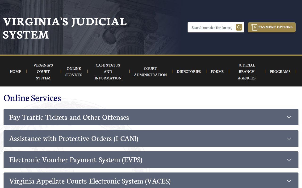 Virginia online services for Dinwiddie County criminal court cases
