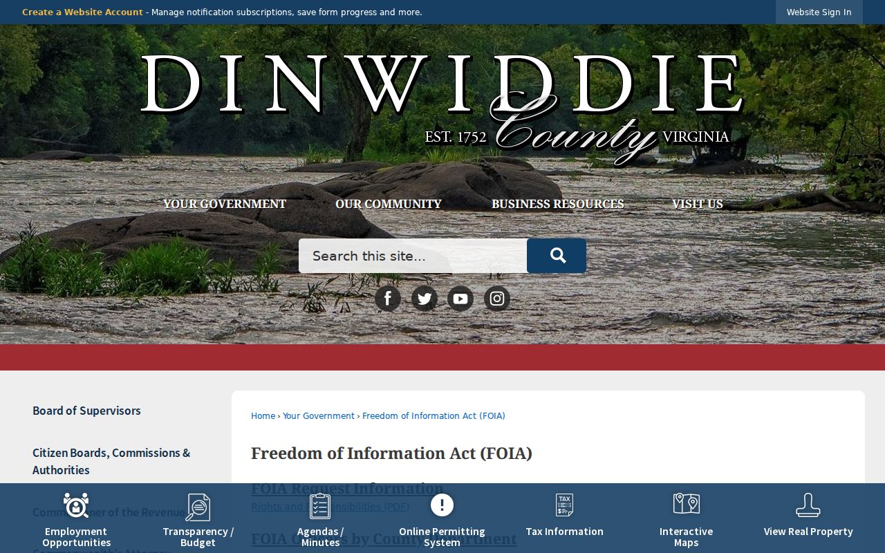 Dinwiddie County criminal records FOIA contacts