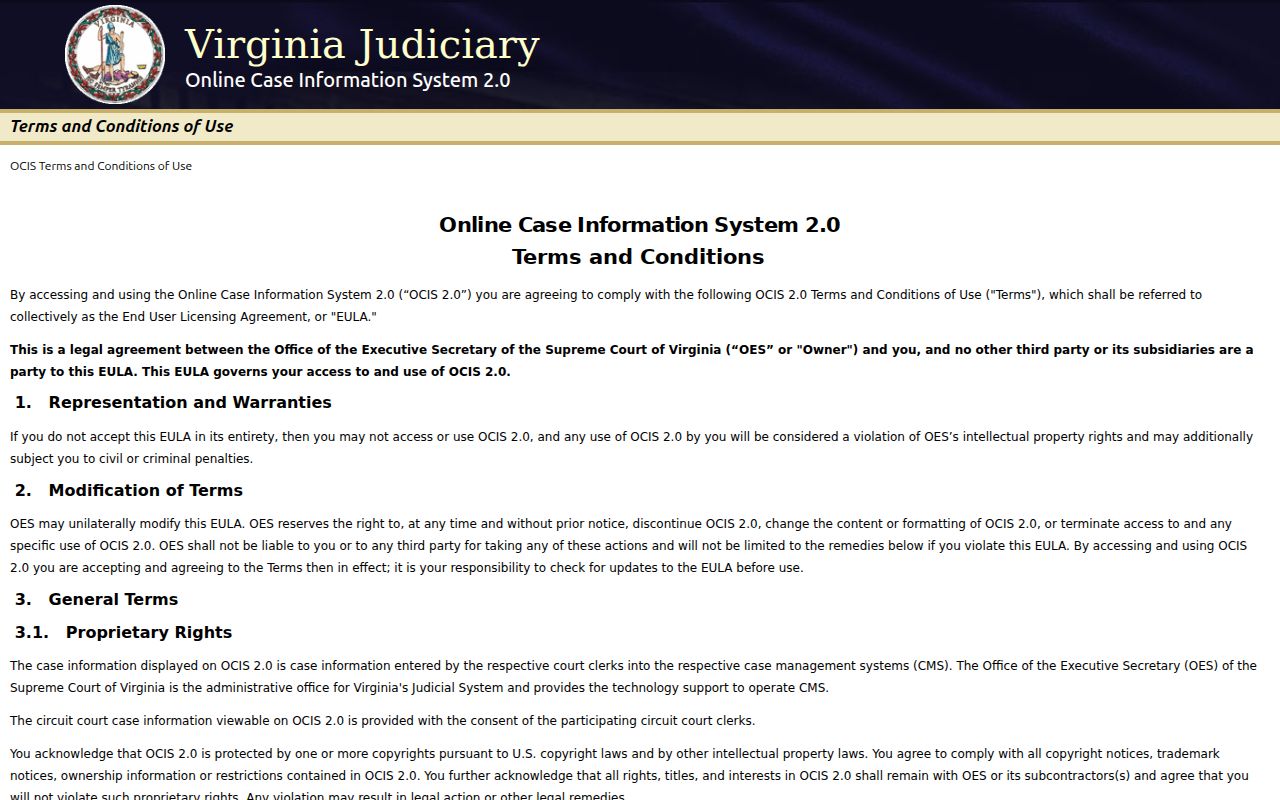 Dinwiddie County criminal case search in Virginia OCIS