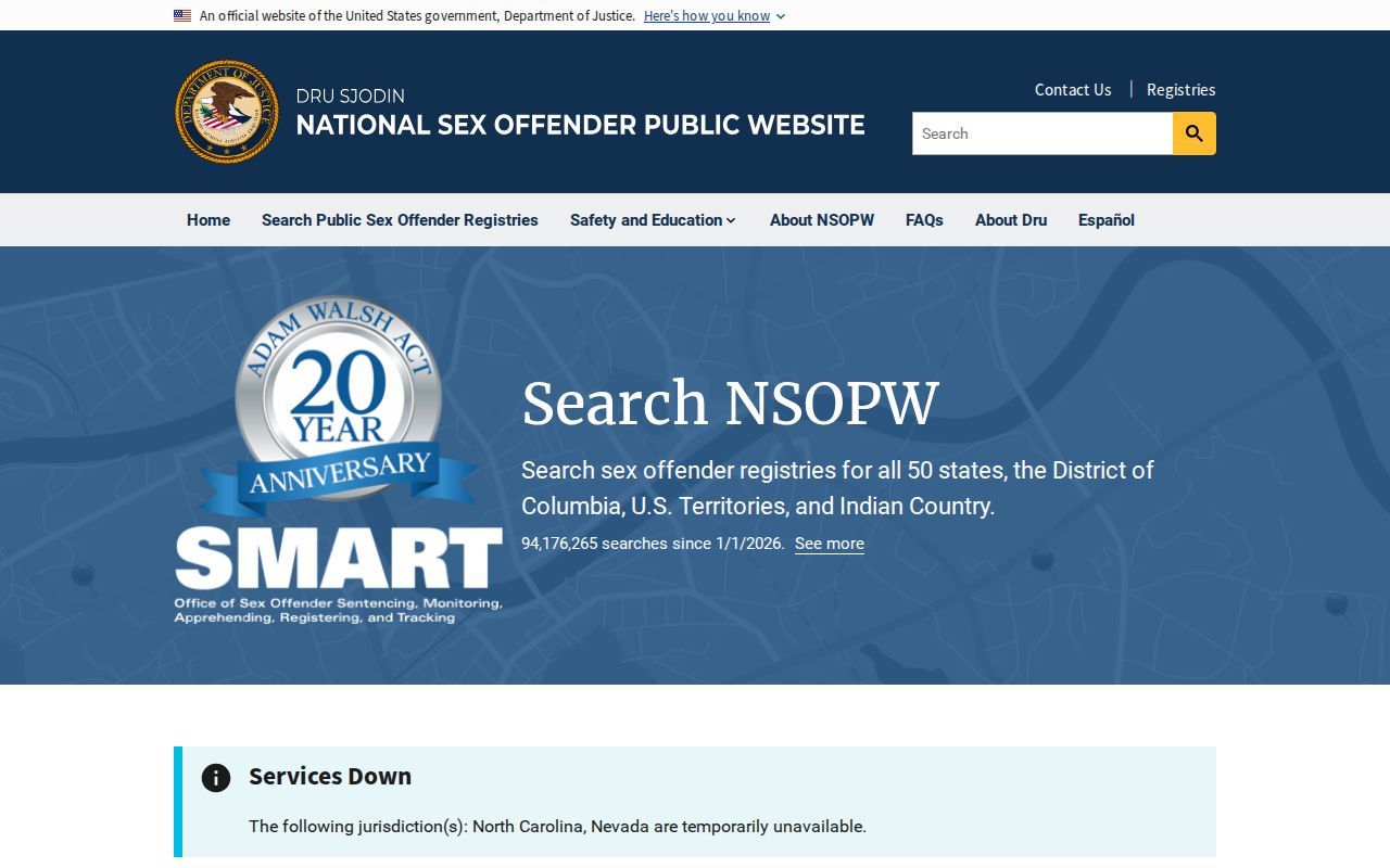 Dinwiddie County sex offender check through the national NSOPW search