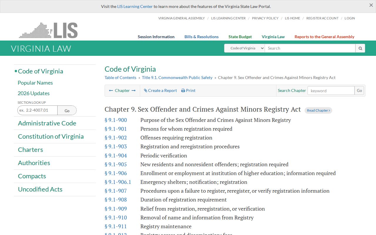 Virginia registry law used for a Dinwiddie County sex offender check