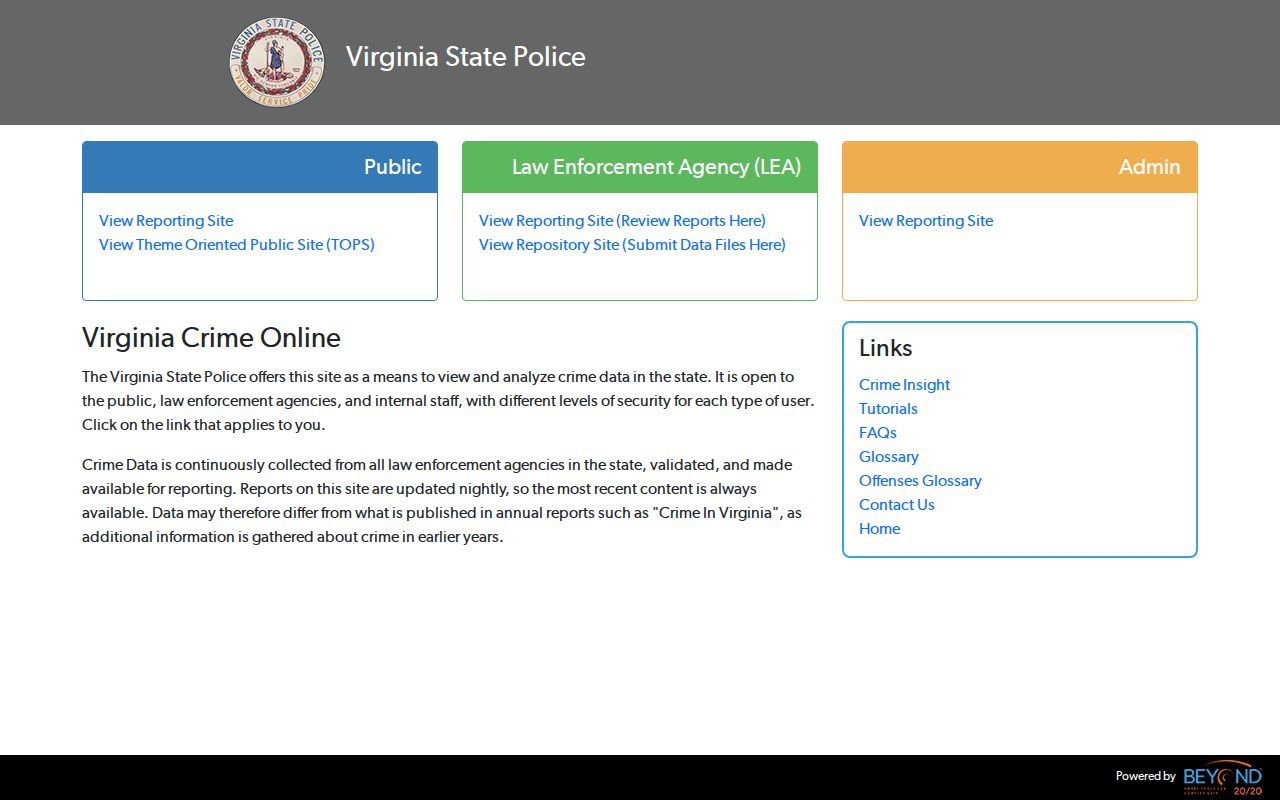 Virginia crime data query for McKenney criminal record context