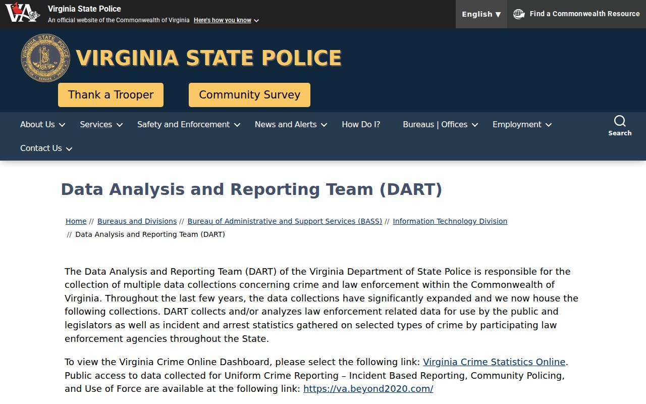 Virginia uniform crime reporting source for McKenney police records